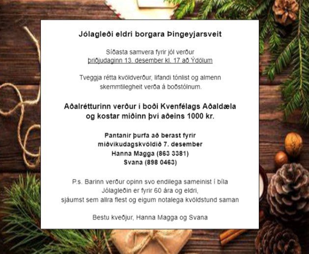 Jólagleði eldri borgara Þingeyjarsveit